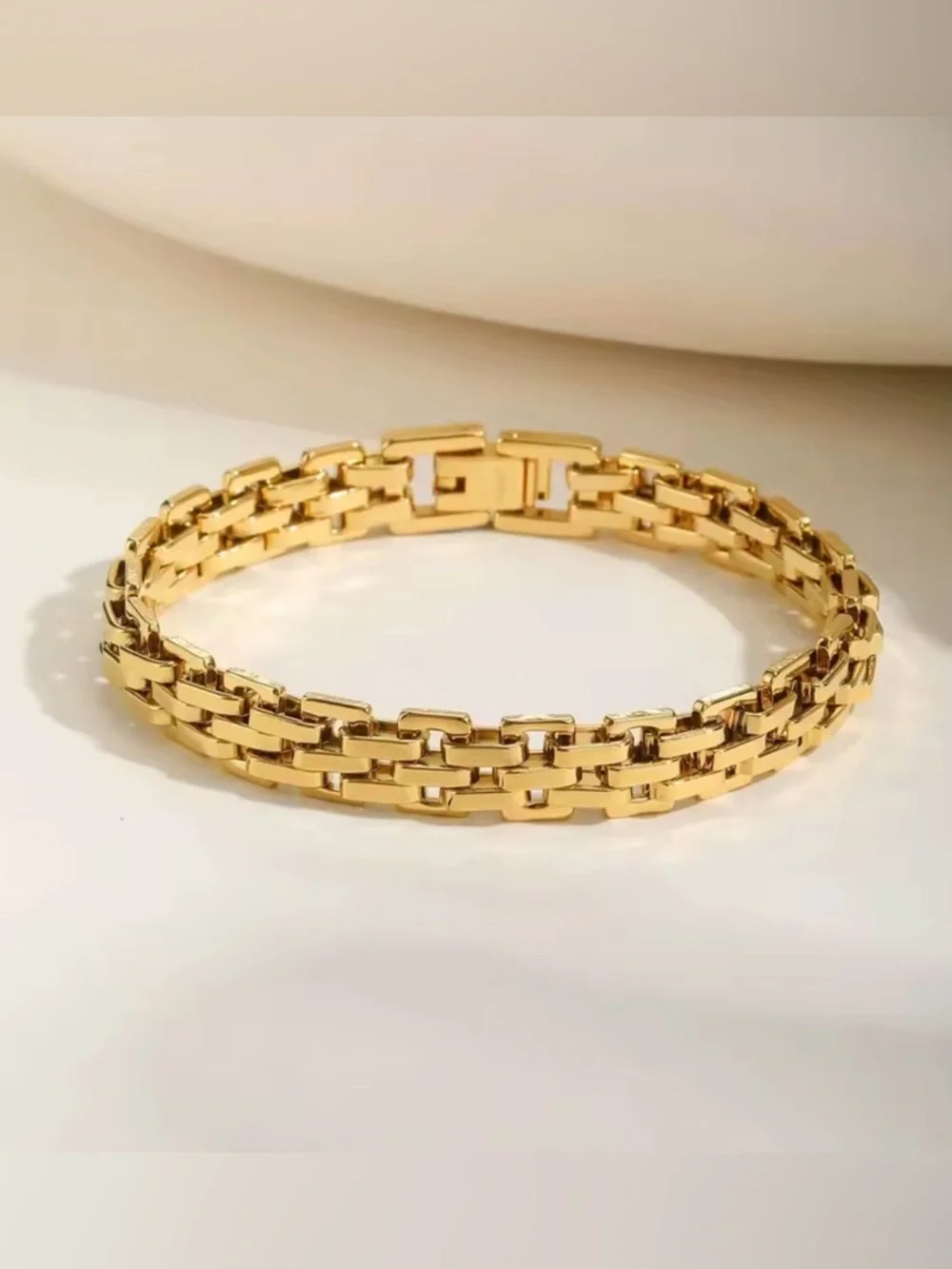 18K Gold Plated Stainless Steel Chain Mesh Bracelet - Elegant Women's Jewelry